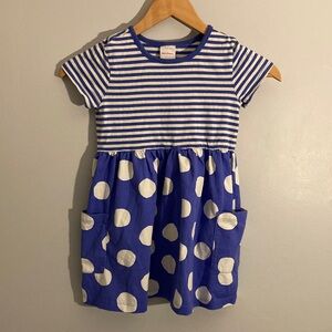 Hanna Andersson Blue and White Striped Polka Dot Dress
